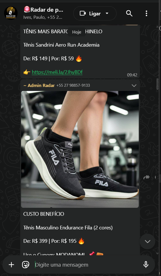 Exemplo de promoção relâmpago